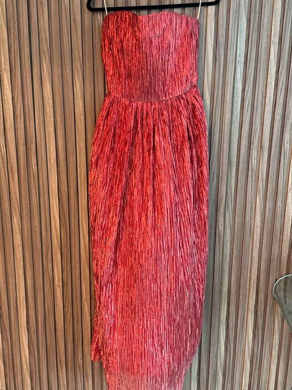 Strapless Red Textured Maxi Dress